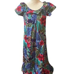 Hilo Hattie Floral Maxi Dress - Blue and Red